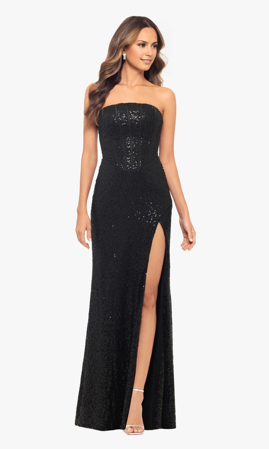 OKBBN sequined long strapless ball gown