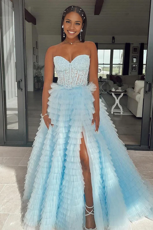 OKBBN Cute A-Shape Sweetheart Chiffon Long Ball Dress
