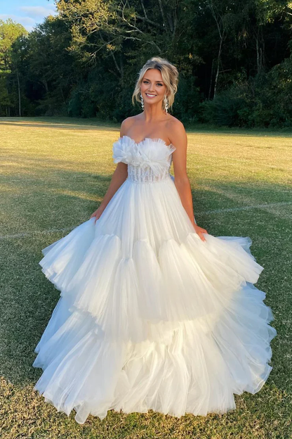 OKBBN Ball Dress Sweetheart Tulle Long Ball Dress