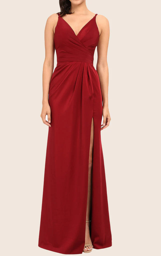 OKBBN V-neck Chiffon Long Ball Dress with Strap