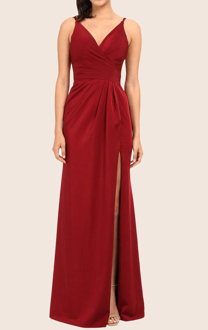 OKBBN V-neck Chiffon Long Ball Dress with Strap