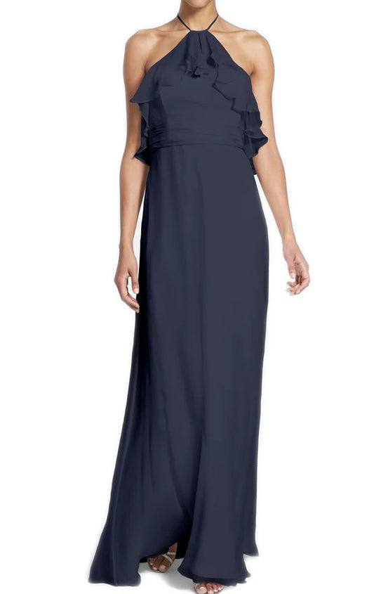 OKBBN backless long chiffon ball gown