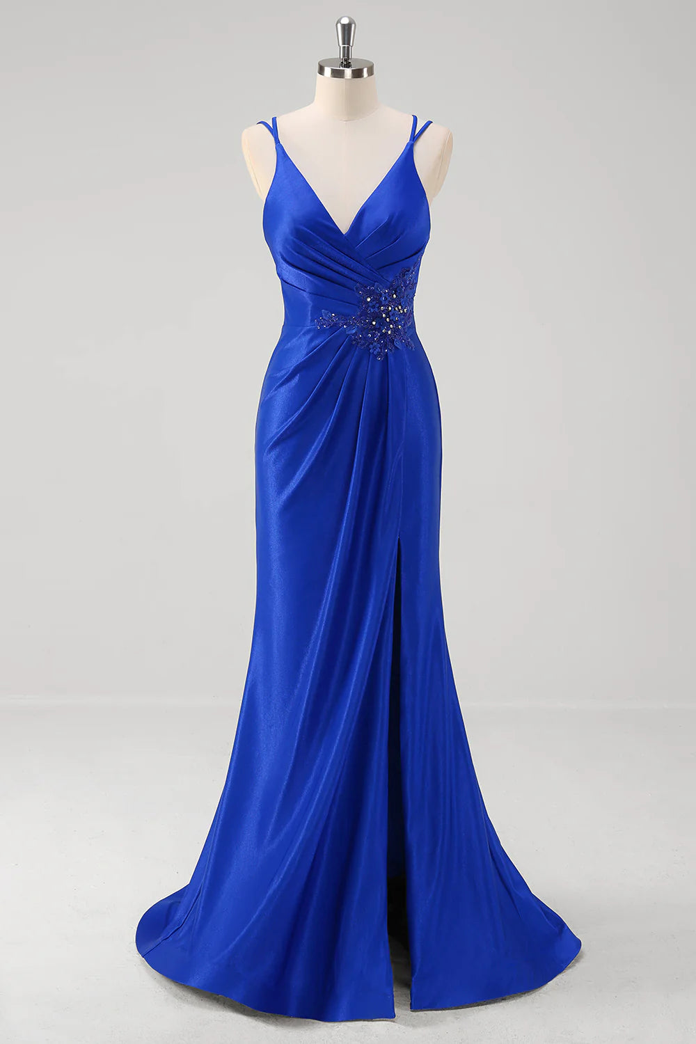 OKBBN Elegant Mermaid V-neck Decal Long Split Ball Dress