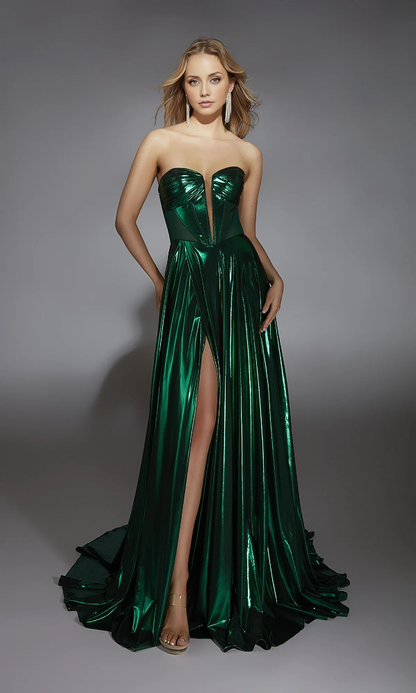 OKBBN's charming A-line off shoulder long corset ball dress