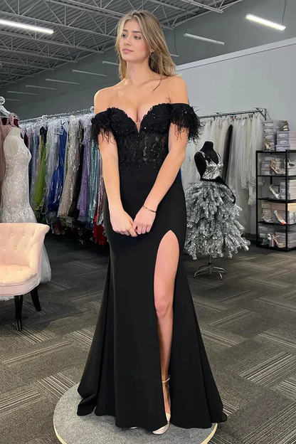 OKBBN Cute Mermaid Off Shoulder Lace Long Ball Dress