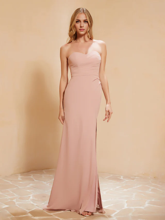 OKBBN Sweetheart Slimming Chiffon Split Bridesmaid Dress