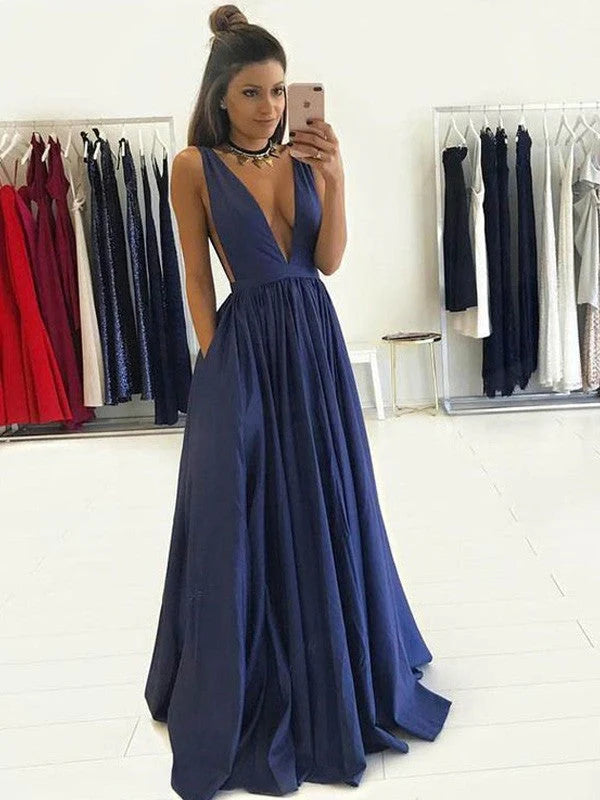 OKBBN A-line Elegant V-neck Sleeveless and Ground Dance Dress