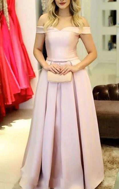 OKBBN off shoulder satin long ball gown