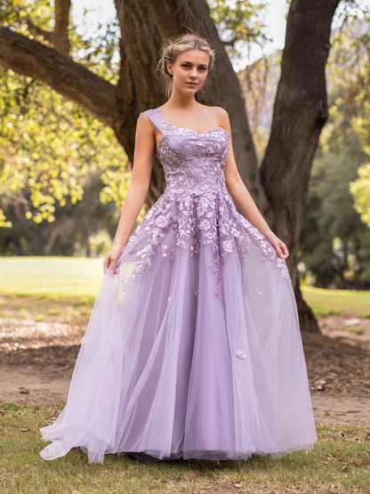OKBBN Sweetheart Tulle One Shoulder and Floor Dance Dress