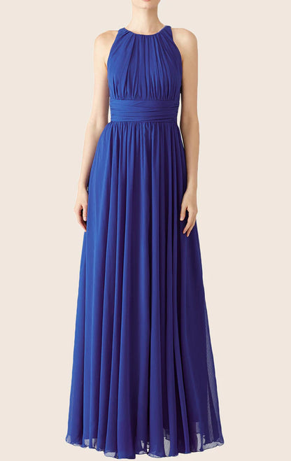 OKBBN shoulder strap garden collar chiffon long ball gown