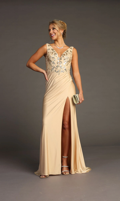 OKBBN's charming sequined tight fitting long ball gown