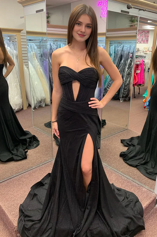 OKBBN Cute Mermaid Sweetheart Lock Hole Satin Split Ball Dress