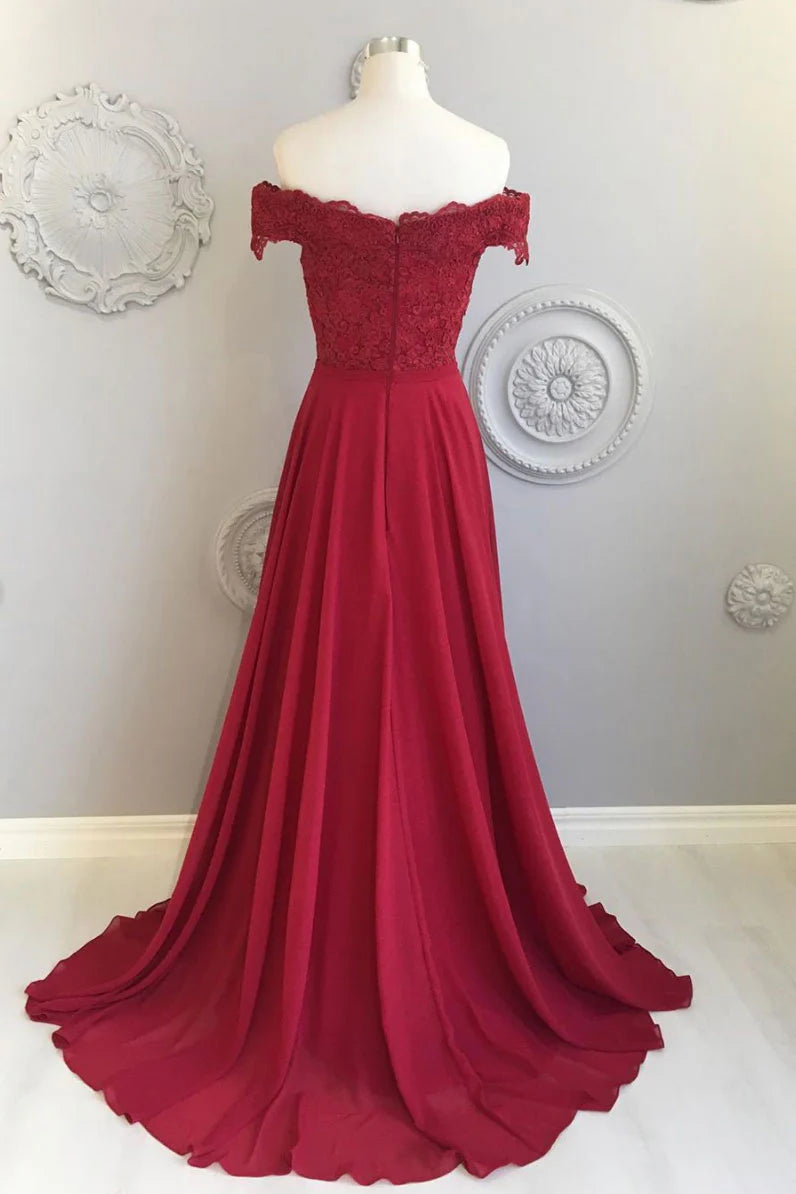 Burgundy lace long prom dress burgundy prom dress