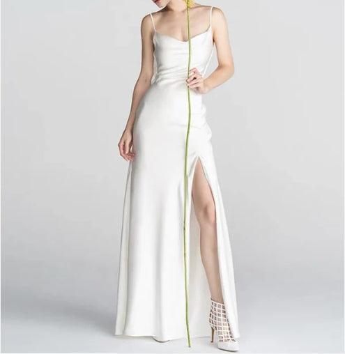 Beach Slip Wedding Dresses Open Back