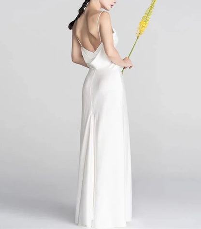 Beach Slip Wedding Dresses Open Back