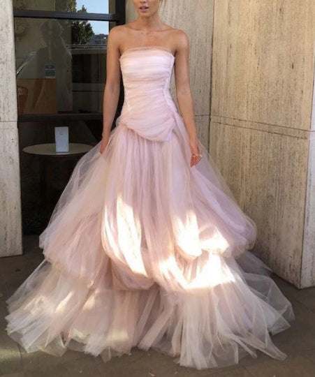Light pink purple tulle long prom dress pink purple tulle prom dress