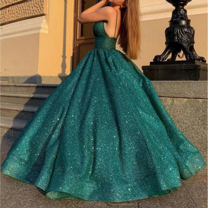 Green v neck sequin long prom dress green formal prom dress