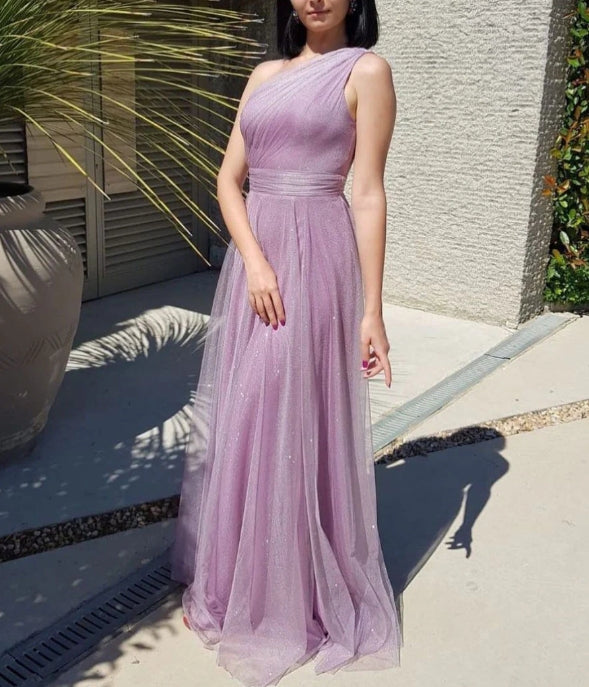 Simple purple tulle long prom dress purple prom dress