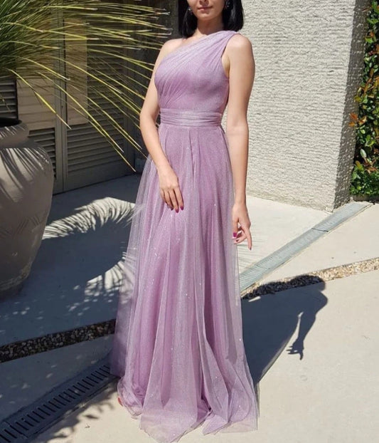 Simple purple tulle long prom dress purple prom dress