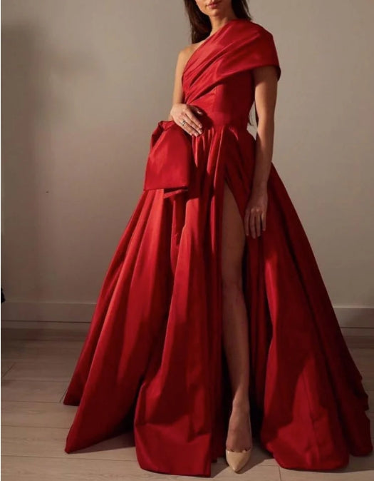Red satin long prom dress simple satin dress dress