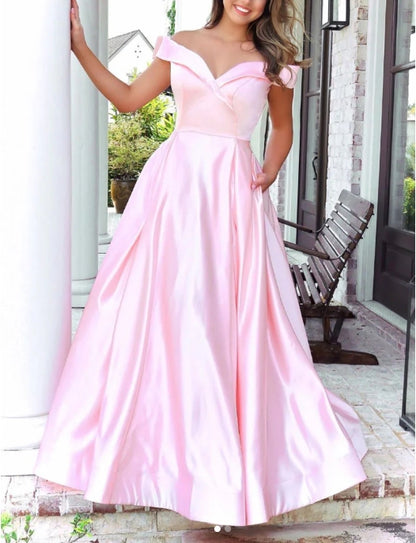 Pink satin long prom dress pink long prom dress