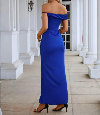 Off Shoulder Front Slit Mermaid Prom Dress Evening Dress