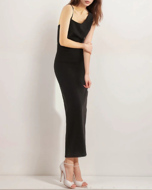 Asymmetrical geometric concept back satin prom dress