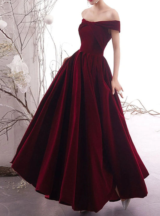 Simple Burgundy Long Prom Dress Burgundy Formal Evening Dresses