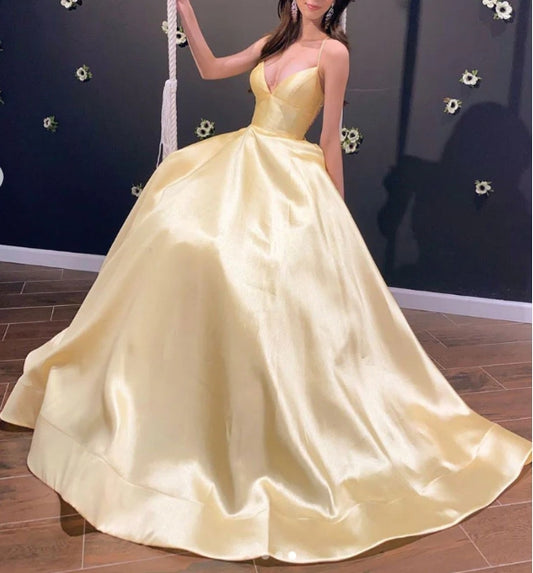 Simple Yellow Sweetheart Prom Dress Yellow Formal Evening Dresses