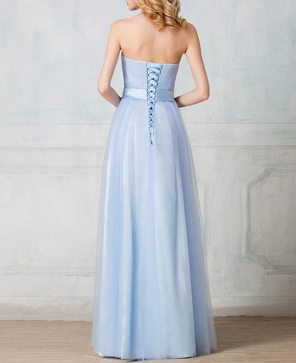 Sweetheart strapless floor-length tulle long Evening dress