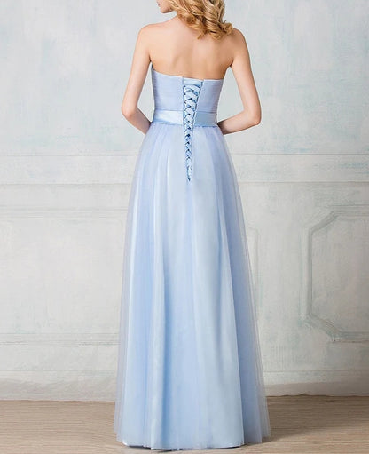 Sweetheart strapless floor-length tulle long Evening dress