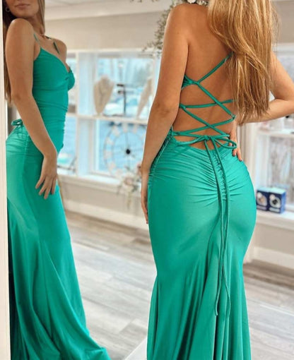 Purple Lace-Up Back Trumpet Long Formal Prom Dress