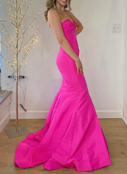 Hot Pink Sweetheart Trumpet Long Prom Dress