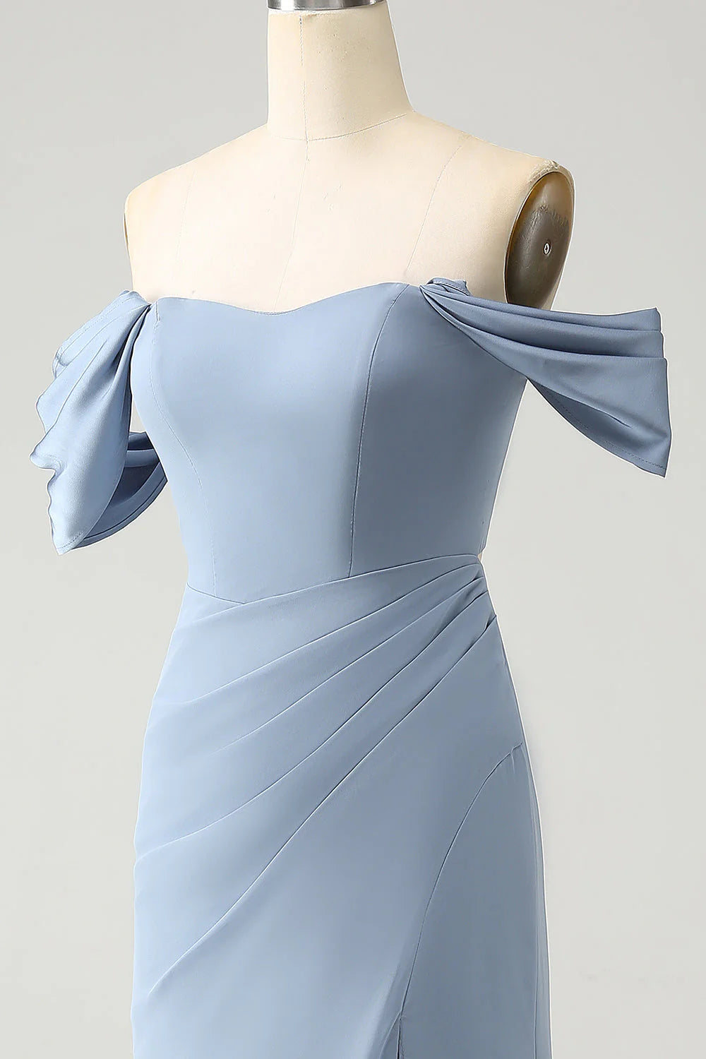 Sheath Off the Shoulder Chiffon Long Bridesmaid Dress with Slit