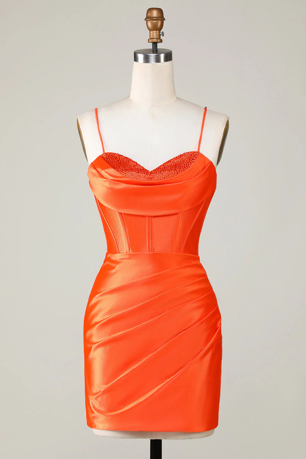 Orange Beaded Corset Tight Short Homecoming Dress