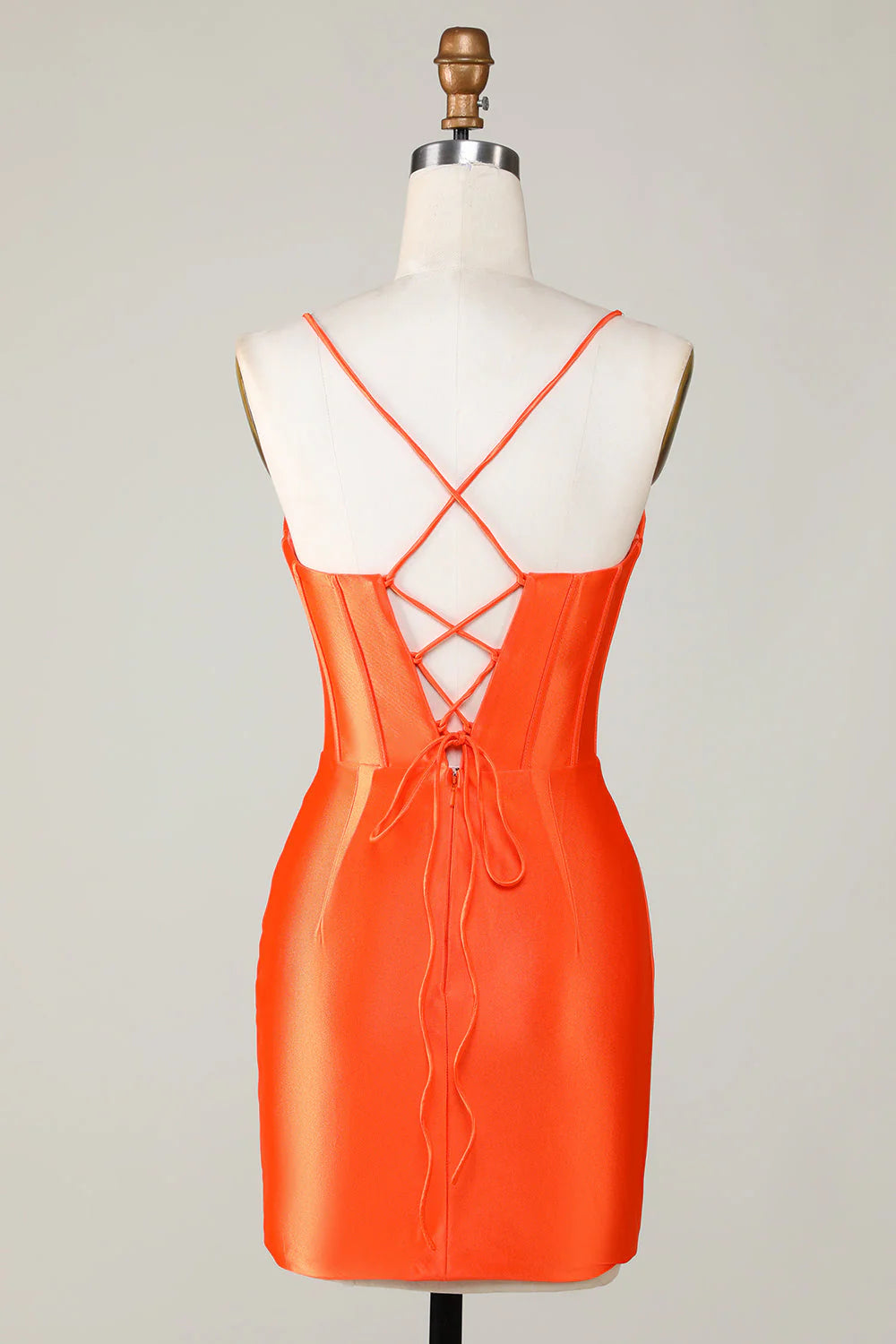 Orange Beaded Corset Tight Short Homecoming Dress