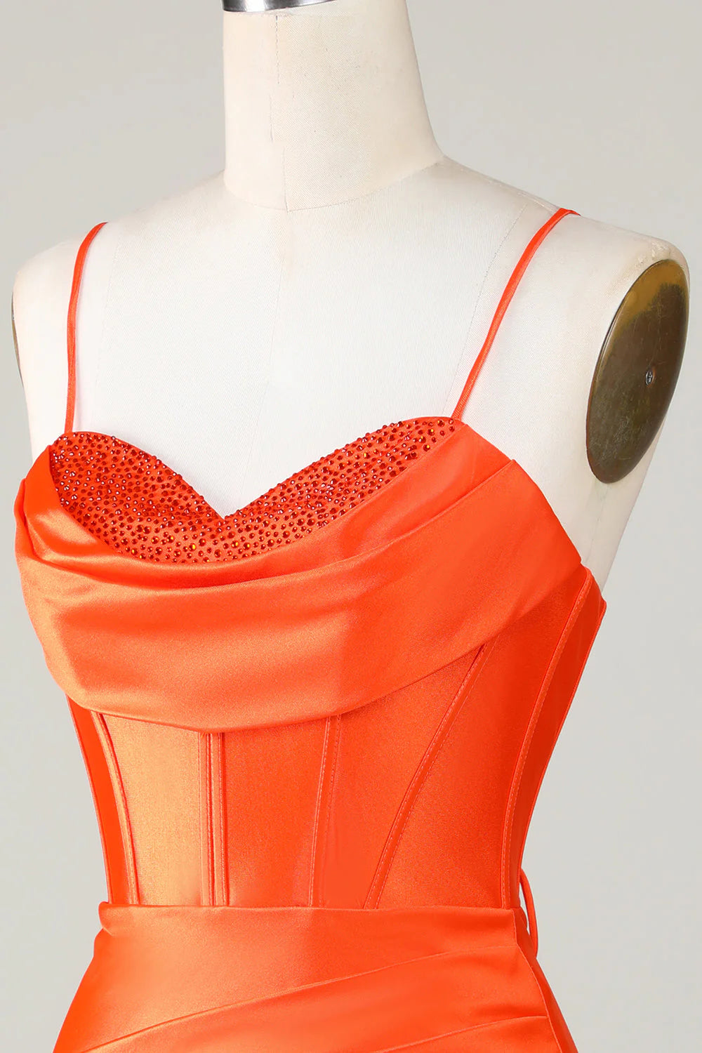 Orange Beaded Corset Tight Short Homecoming Dress
