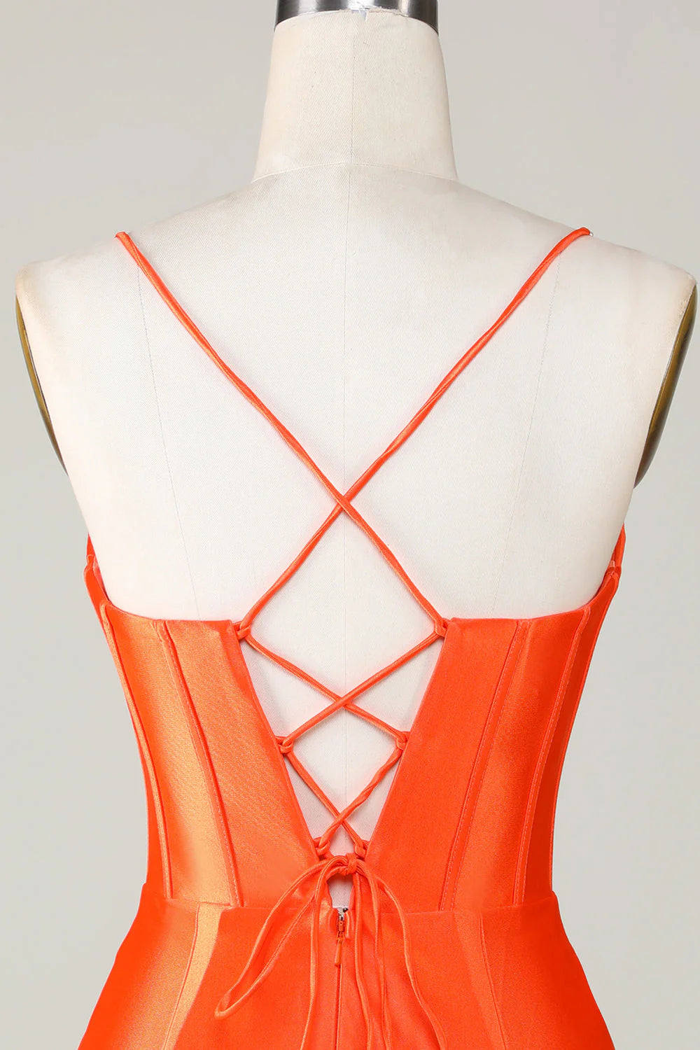 Orange Beaded Corset Tight Short Homecoming Dress