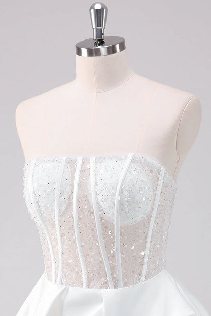 White A Line Strapless Corset Short Homecoming Dress