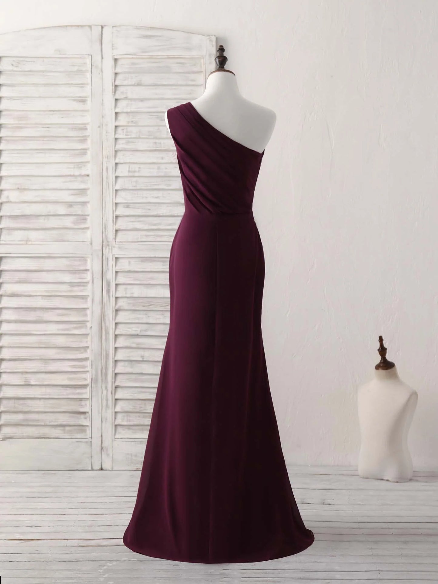 One Shoulder Chiffon Mermaid Long Prom Dresses