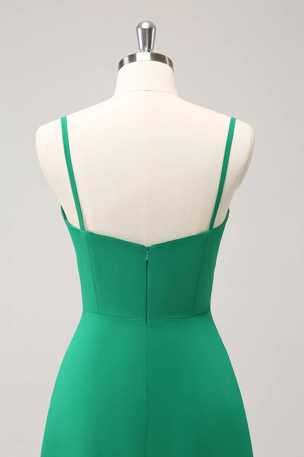 Green A Line Spaghetti Straps Bridesmaid Dress with Ruffle
