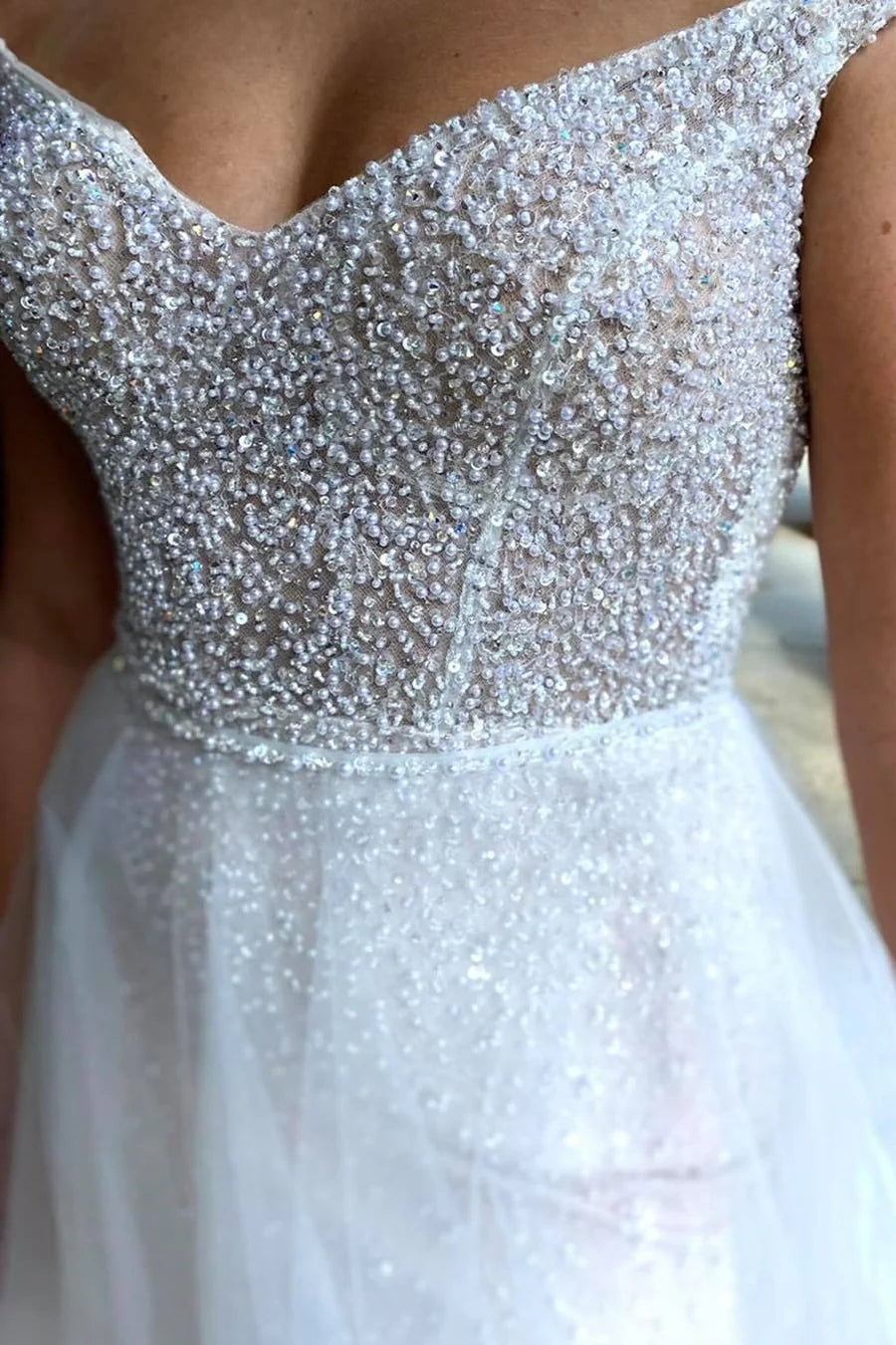 Beaded Backless Mermaid Wedding Dress with Detached Train