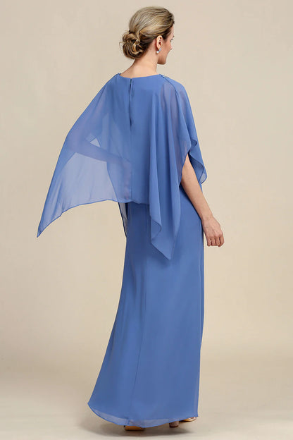 OKBBN dignified bat sleeve sparkling bead bride mother dress