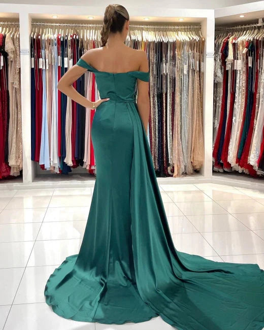 OKBBN minimalist long off shoulder slit mermaid dance dress