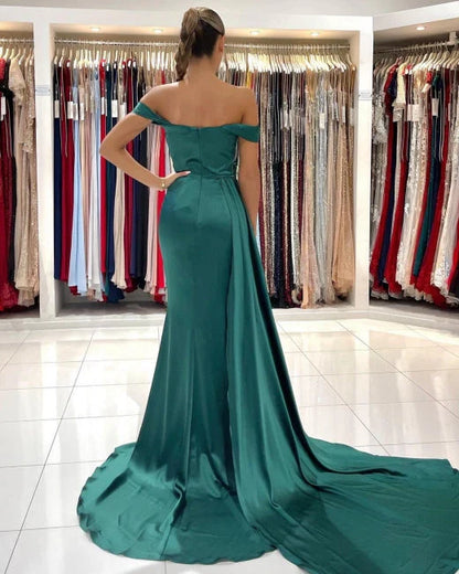 OKBBN minimalist long off shoulder slit mermaid dance dress