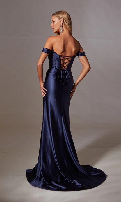 OKBBN Strap Off Shoulder Long Corset Ball Dress