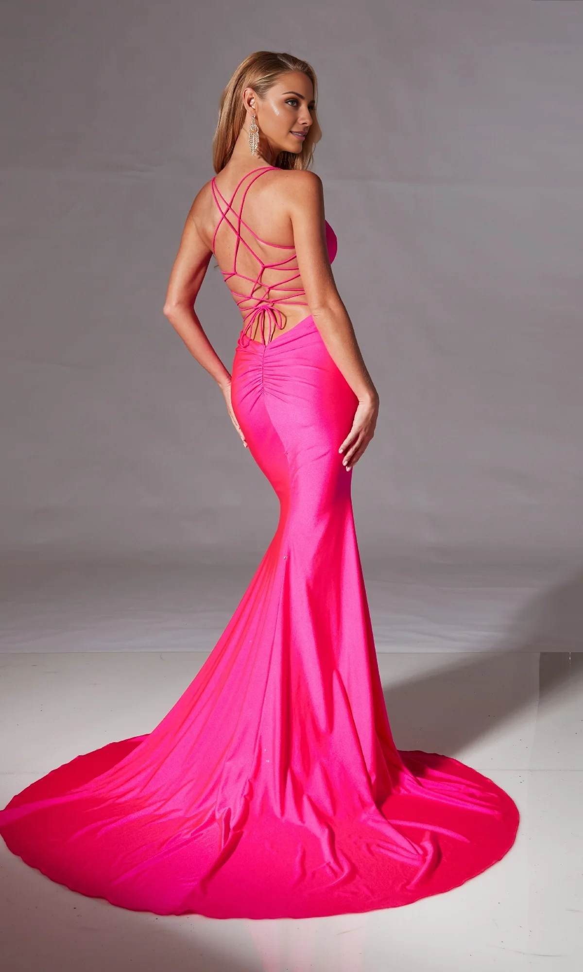 OKBBN's charming lace up long mermaid dance dress