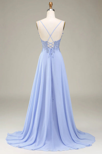 OKBBN elegant A-line sleeveless long evening gown