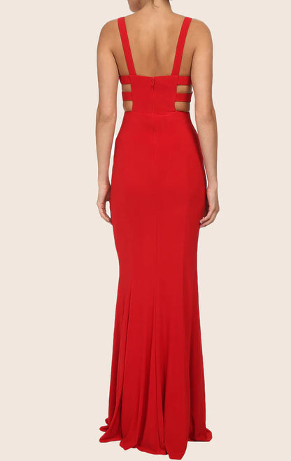 OKBBN Strap V-neck Tight Extra Long Ball Dress