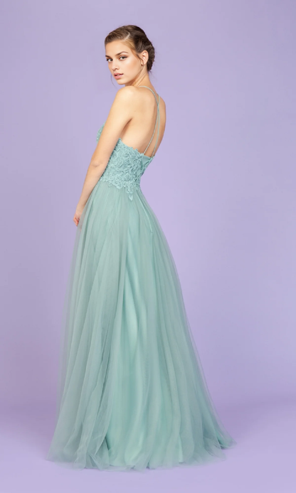 OKBBN long sparkling chiffon A-line ball gown
